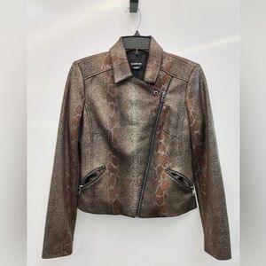 bebe Textured Brown Leather Jacket